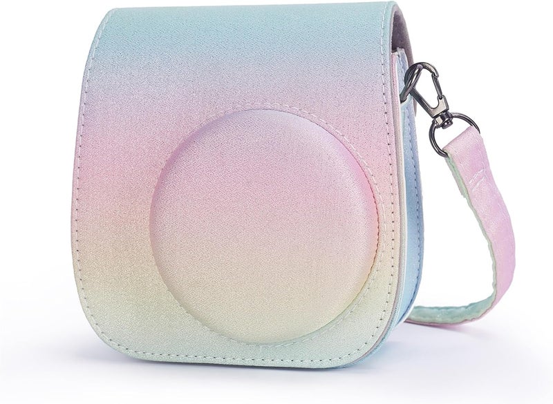 Phetium Instant mini 12 Camera Protective Case Compatible with Instax Mini 12 11,PU Leather Bag with Pocket and Adjustable Shoulder Strap (Shining Rainbow) - Image 1